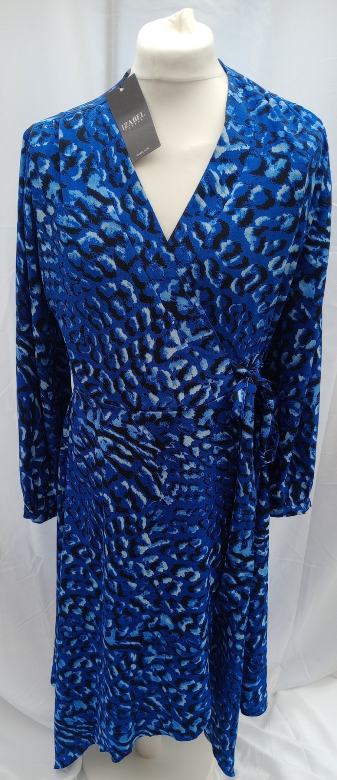 Ladies Izabel London Blue Pattern Maxi Wrap Style Dress UK14 EU42 NEW BNWT