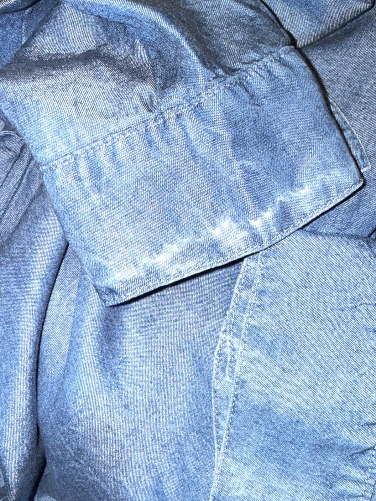 Splendid Blue Chambray Denim Tencel Button-Up Back Tie Roll Tab Shirt Dress L