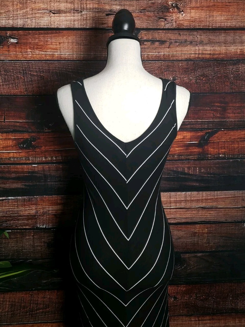 J.O & CO Dress Size 6 7 Maxi Rayon Stretch Long Black White Striped