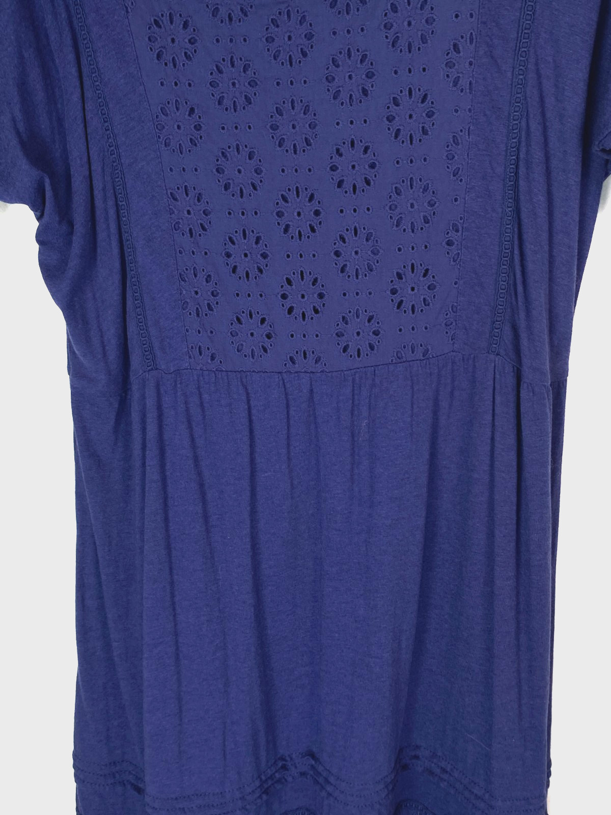 Sweet Magnolia Nave Blue Eyelet Embroidered Shirt Dress Sz M Prairie Twee Boho