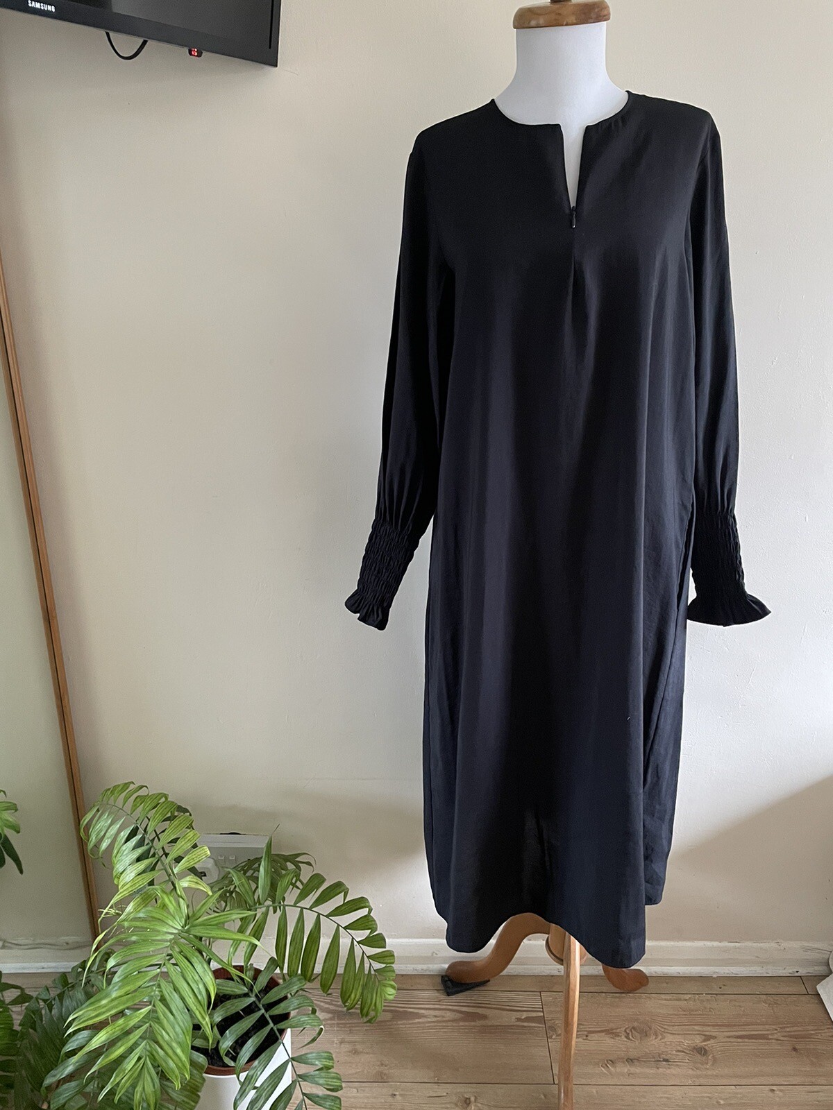 Cos Oversized Lagenlook Long Midi – Maxi Tent Trapeze Dress Sz 34 Uk 8-10