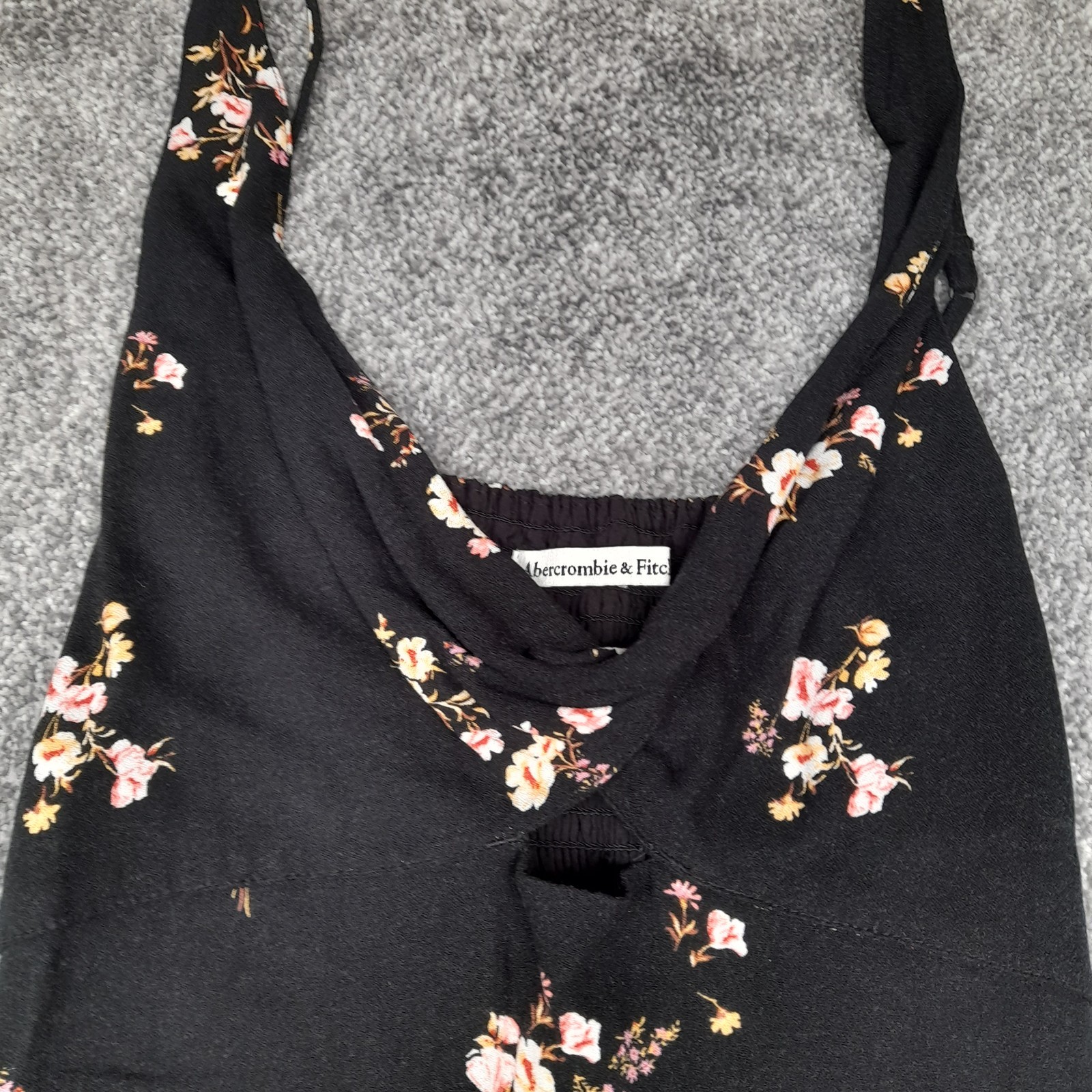 Abercrombie & Fitch Floral Midi Dress Women’s XS Black Side Split Slip Dress
