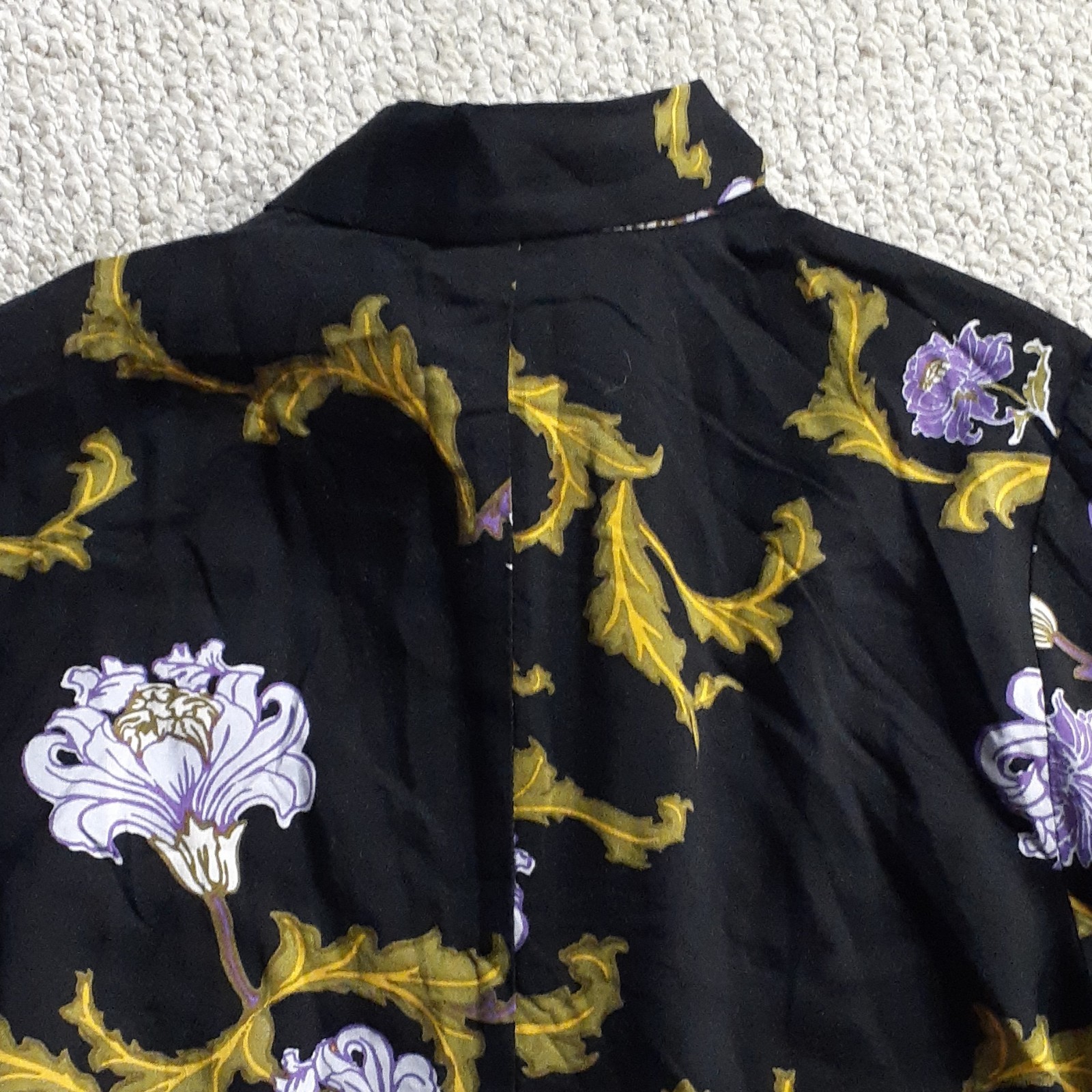 Eva Mendes Black Floral Button-Front Collared Maxi Shirtdress Size XS