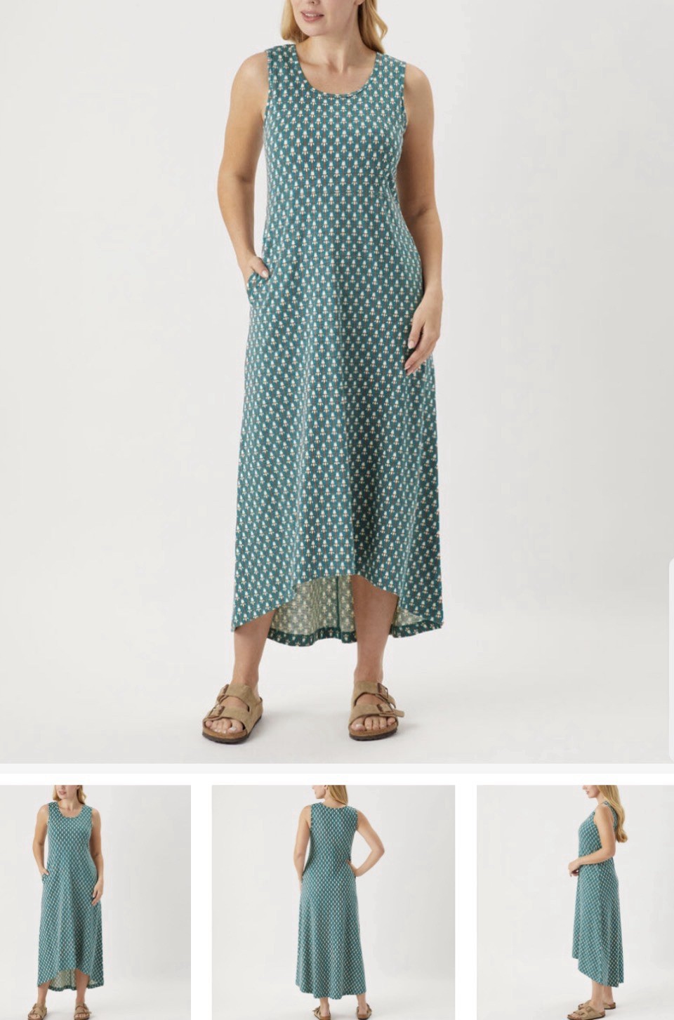 NWT Duluth Trading Maxi Dress Womens Sz Large Navy & Coral To ‘n’ Flow High Low