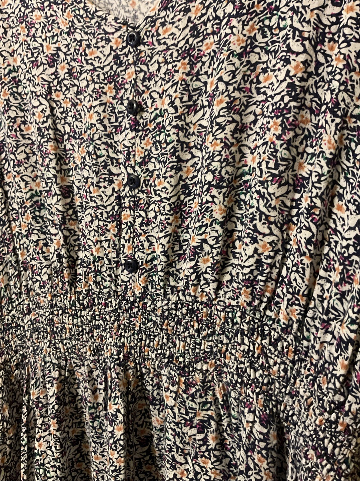 Indigo Rose Navy Blue Purple MicroFloral Short Sleeve Midi High Low Hem Dress XL