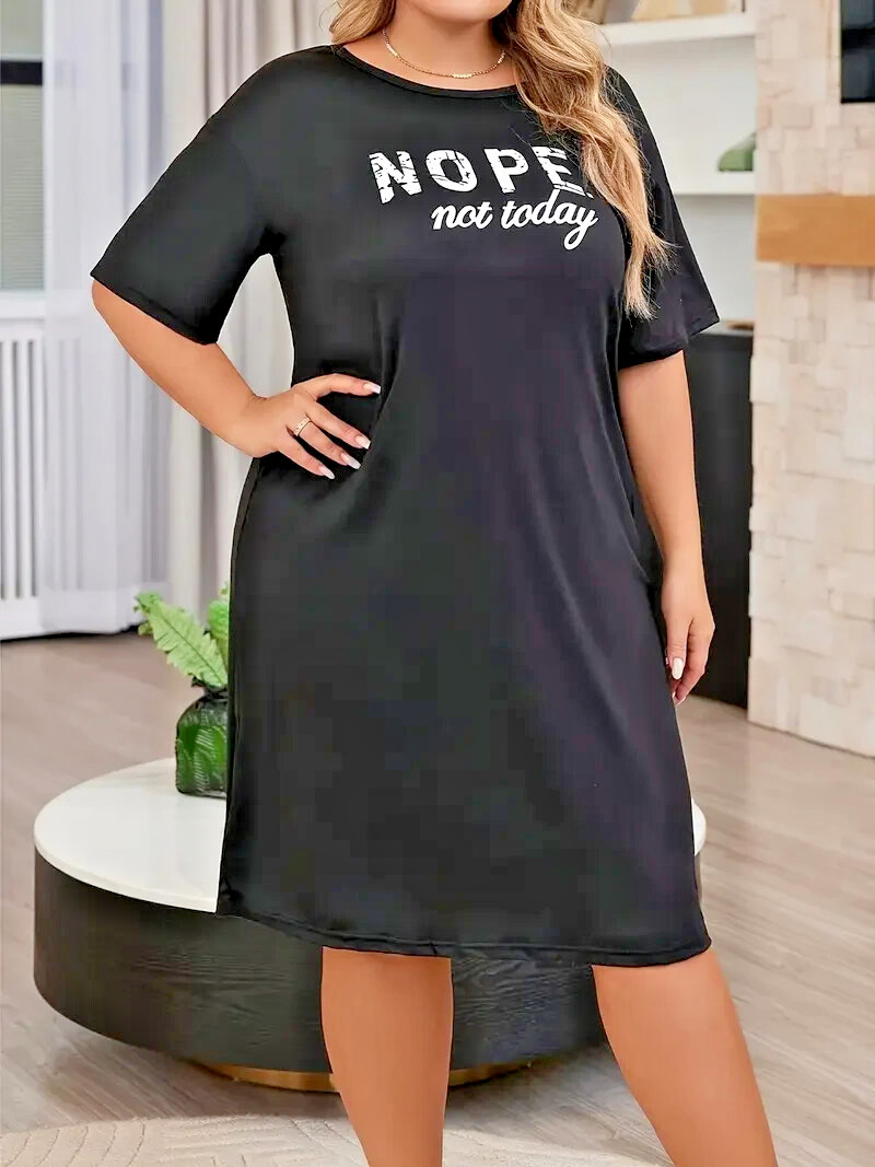 Plus Size – Not Today T-Shirt Dress – Lounger Muumuu ✨New