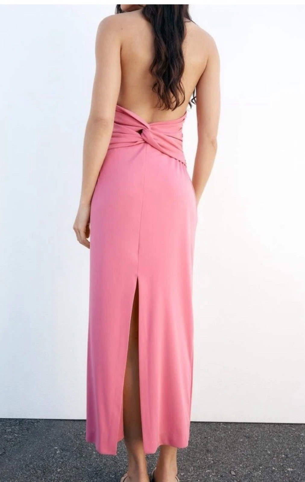 ZARA NEW WOMAN SS24 PINK OPEN-BACK MIDI DRESS REF:3152/343 SALE