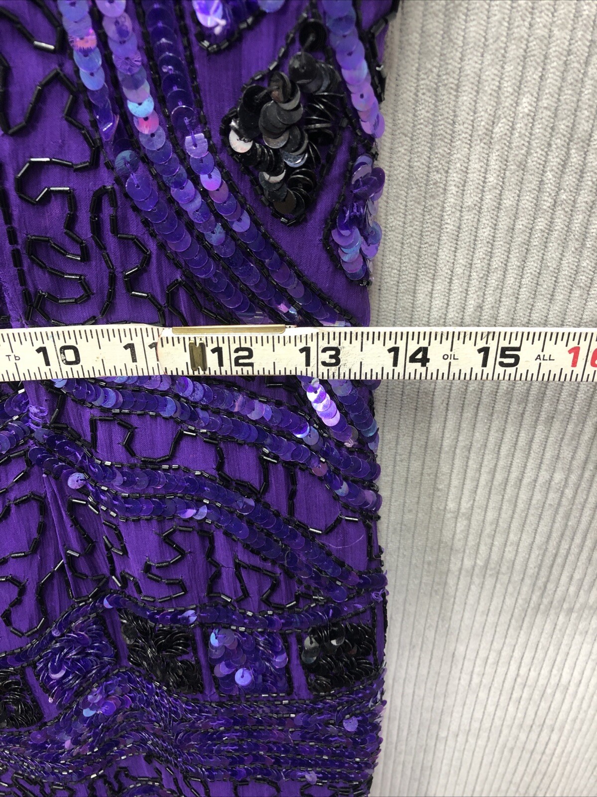 Vintage SWEELO Slip Dress Size Unknown Purple Sequin 100% Silk Spaghetti Strap