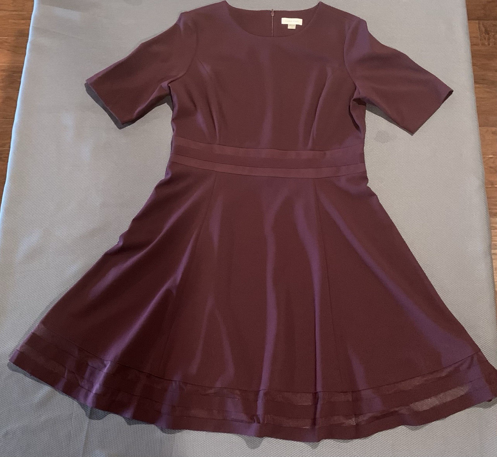 Calvin Klein Womens Eggplant Purple Fit & Flair Dress Size 14