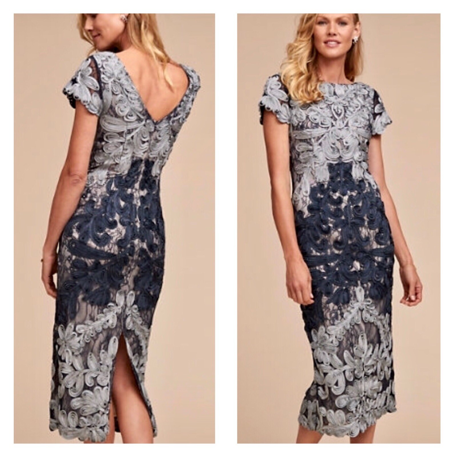 New $348 BHLDN x JS Collection SANTIAGO 0 4 6 8 10 12 14 Blue Applique MOB MOG