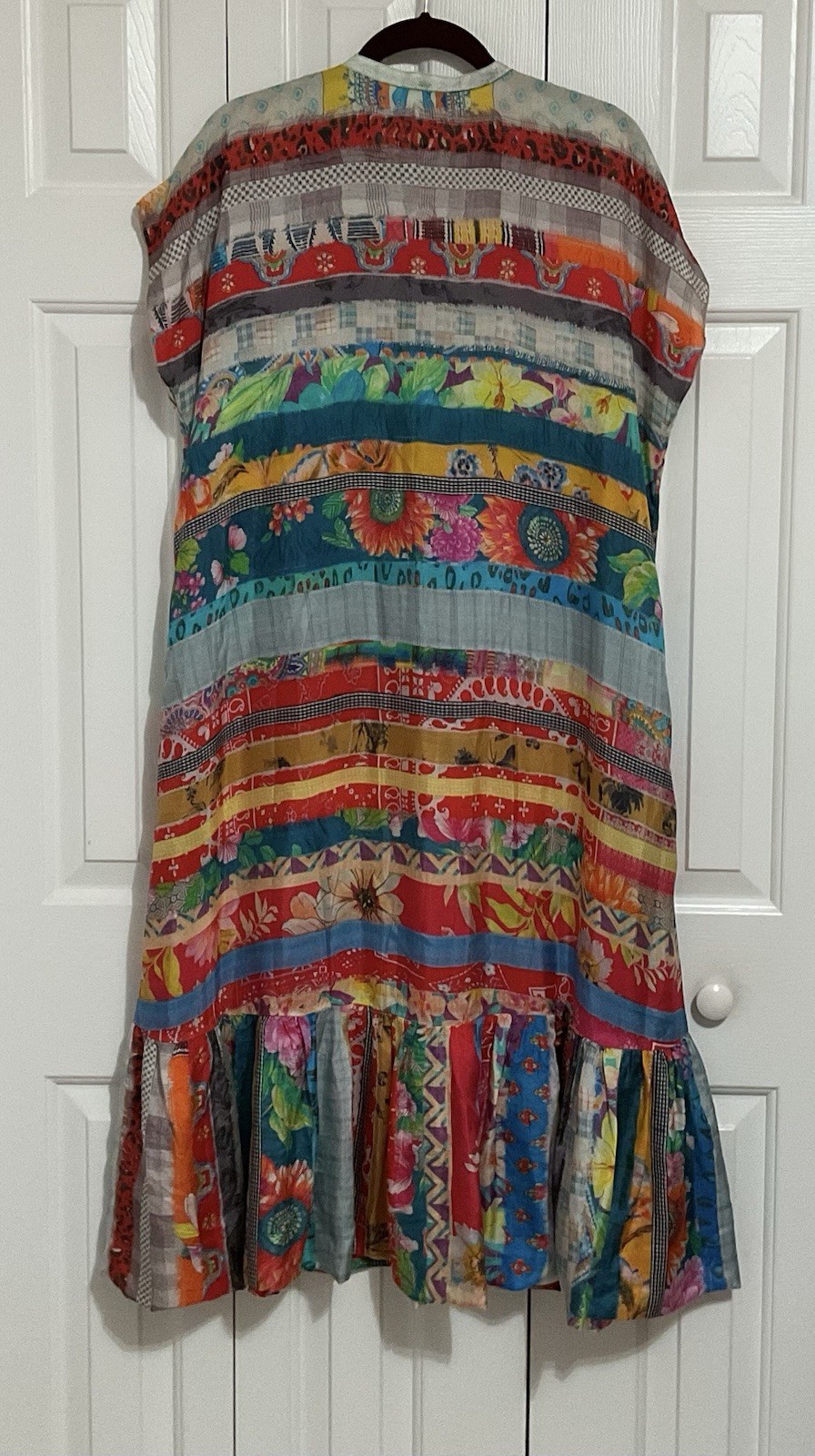JOHNNY WAS Friendship Imogene Dress Silk Shortened Maxi Tiered Floral Size L