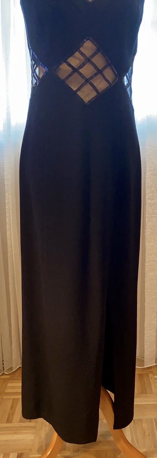 FABULOUS EVENING DRESS, JERSEY, COMBINATION OF SEQUIN MESH FABRIC, STRETCHY , EL