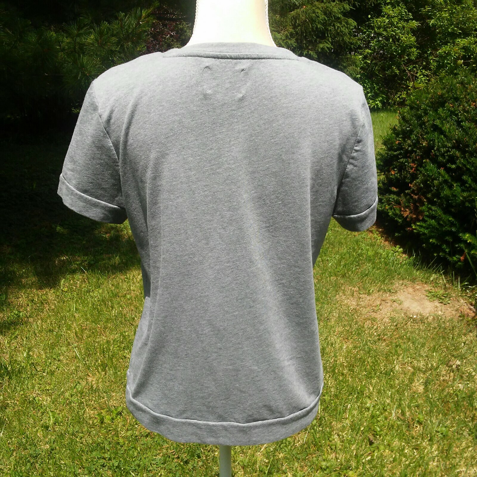 Peter Som For Design Nation Gray Floral Jeweled T Shirt Medium