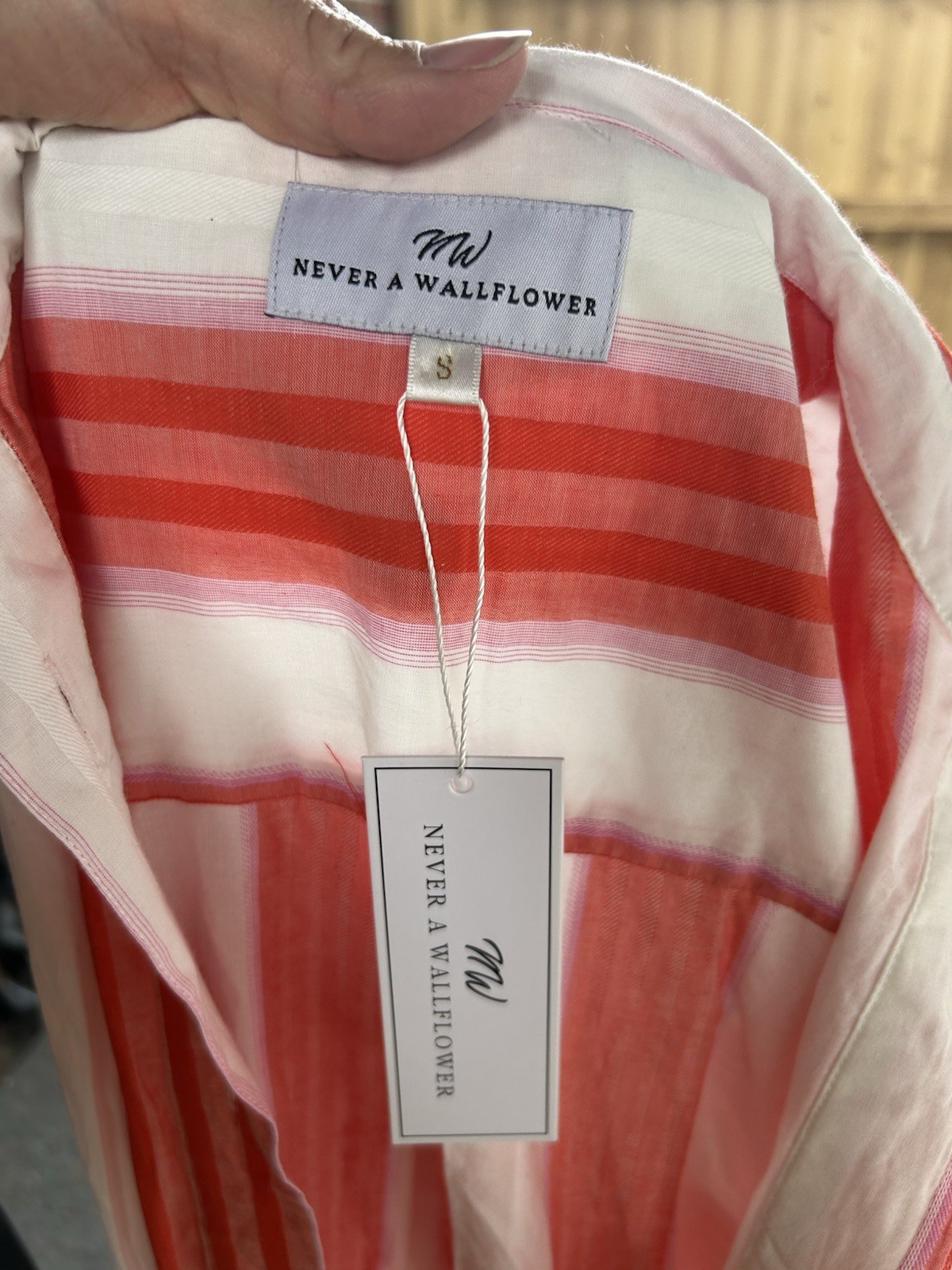 NWT Never A Wallflower Button Down Shirt Dress in Orange Stripe Size S