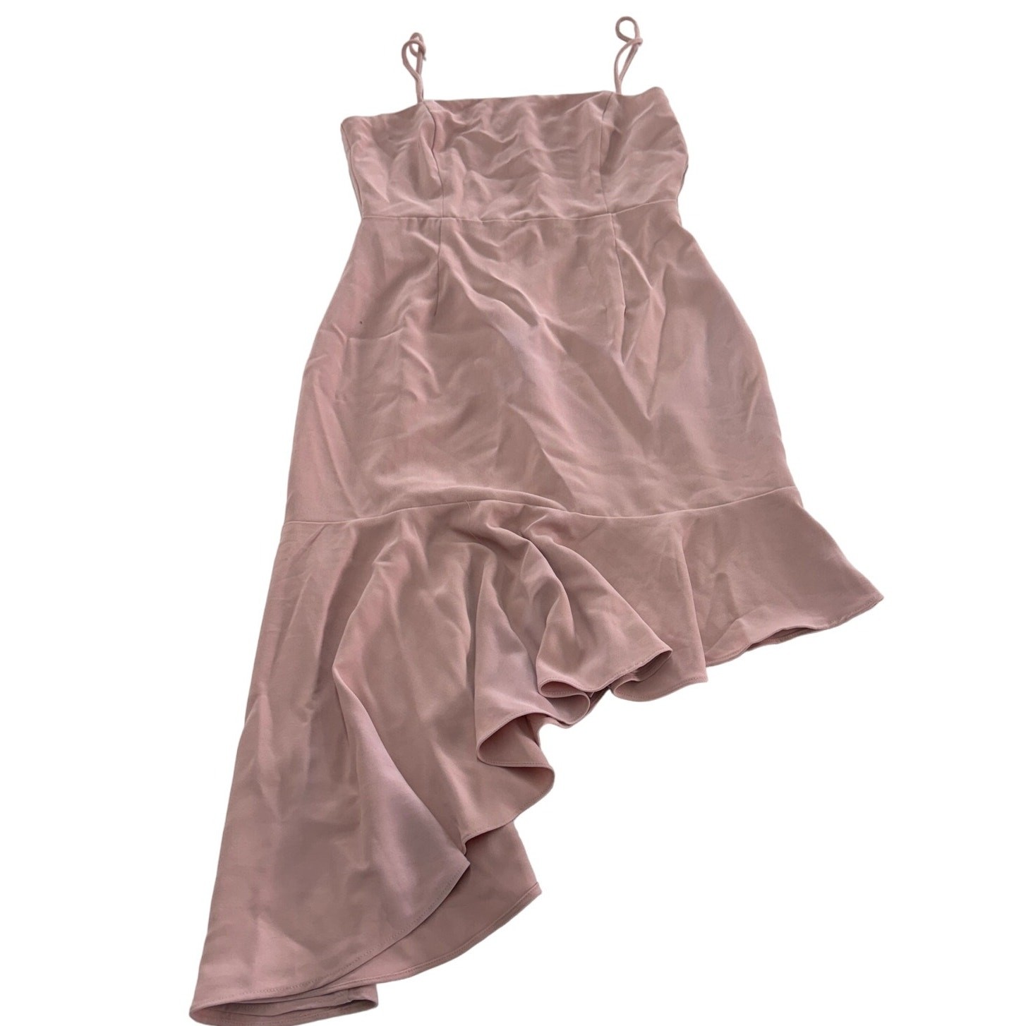 Superdown Dress Women Medium Pink Malaya Ruffle Hem Asymmetrical Wedding Guest