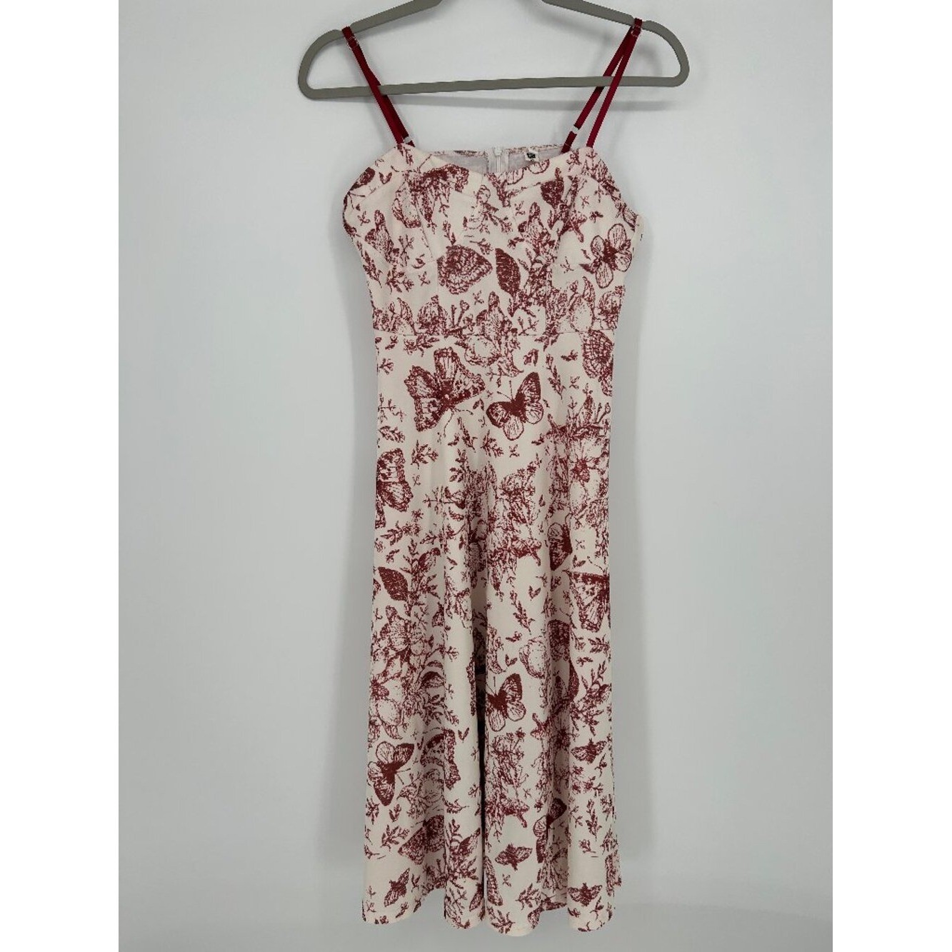 Ivory & Burgundy Butterfly Size 2 Floral Dress Whimsigoth Fairy Grunge Coquette