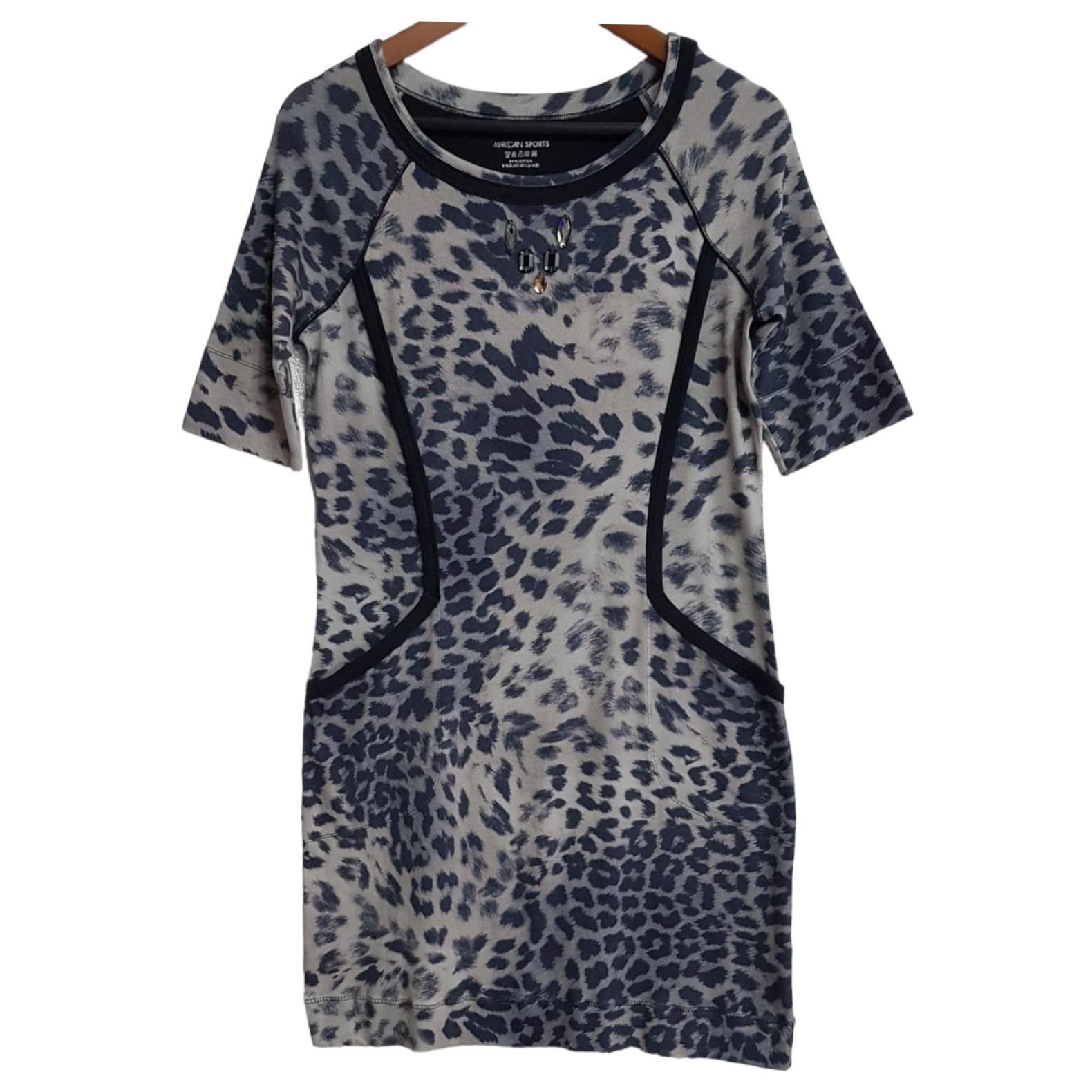 MARC CAIN Sports Leopard Animal Print Elegant Casual Cotton Stretch Dress Sz 6