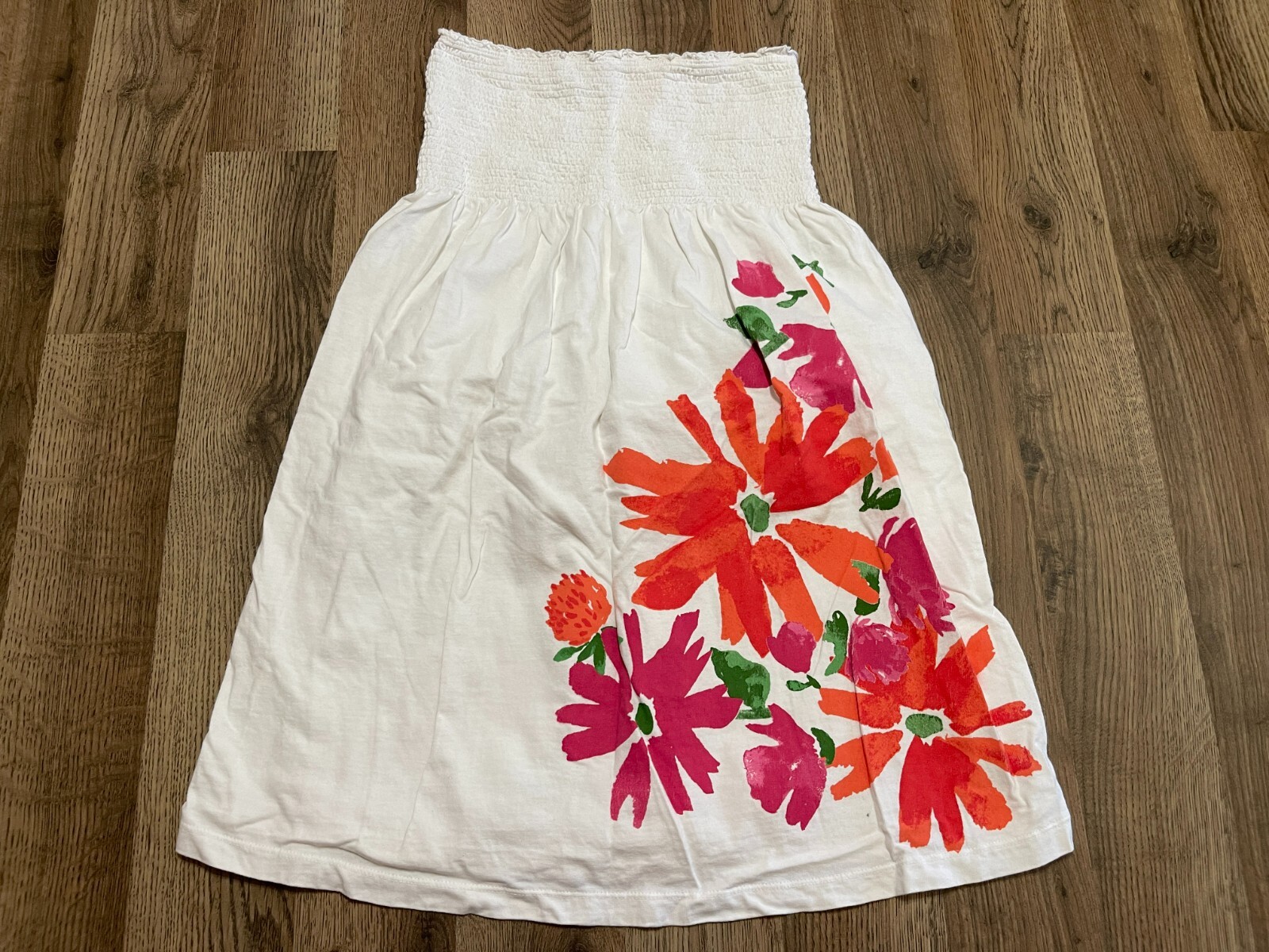 Old Navy Dress, Women’s Size Small, White Red Green, Strapless, Floral