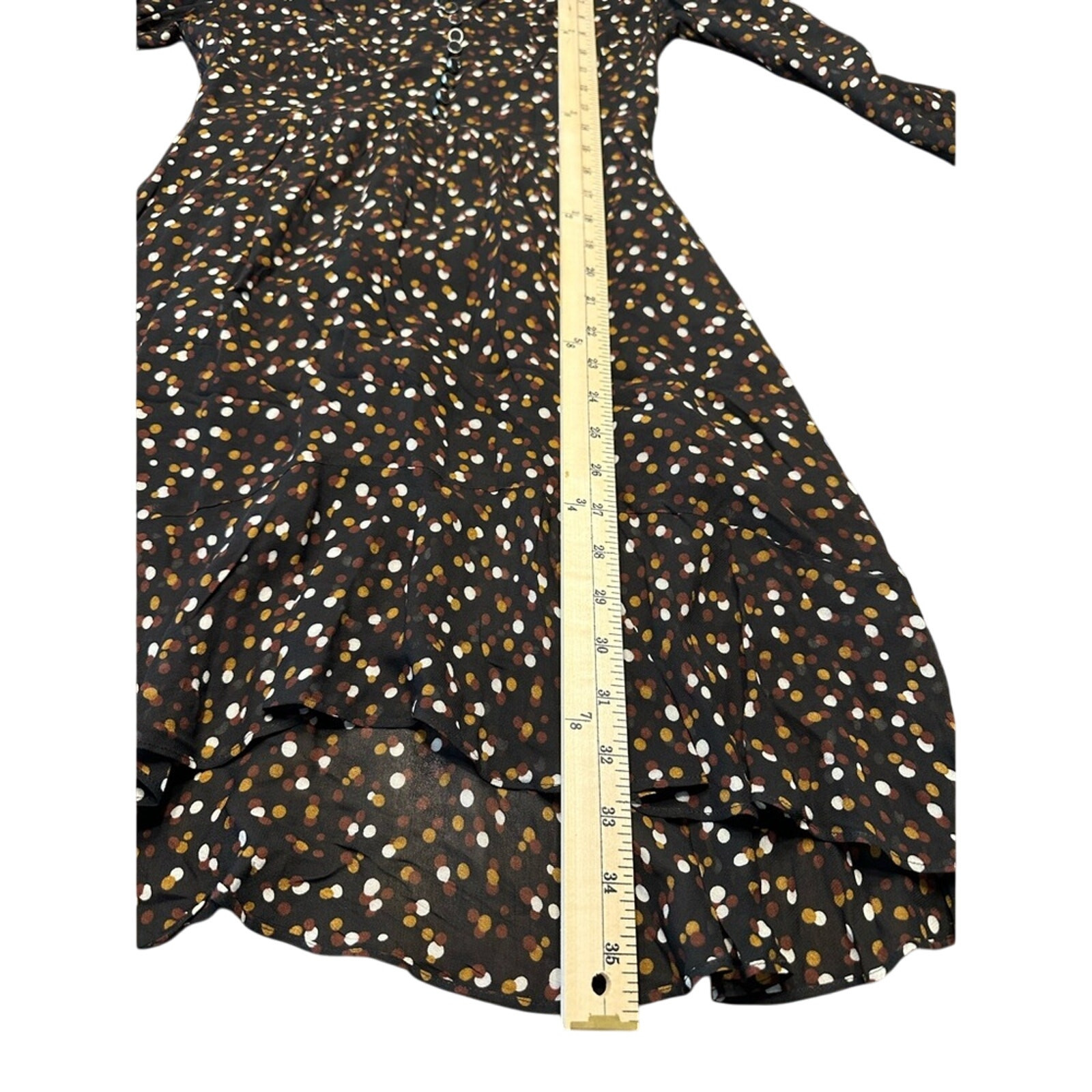 The Kooples Polka Dot Button Print Mini Size 4 Black Brown EUC