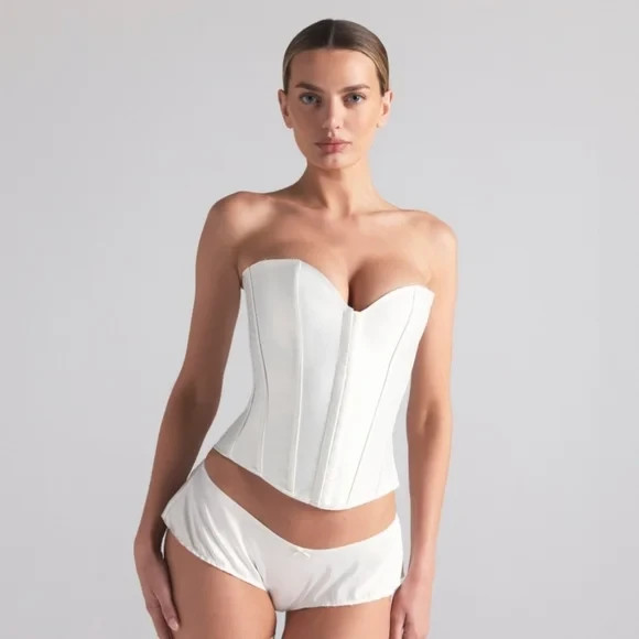 SKIMS Woven Shine Corset Ivory Size M Brand New with Tags