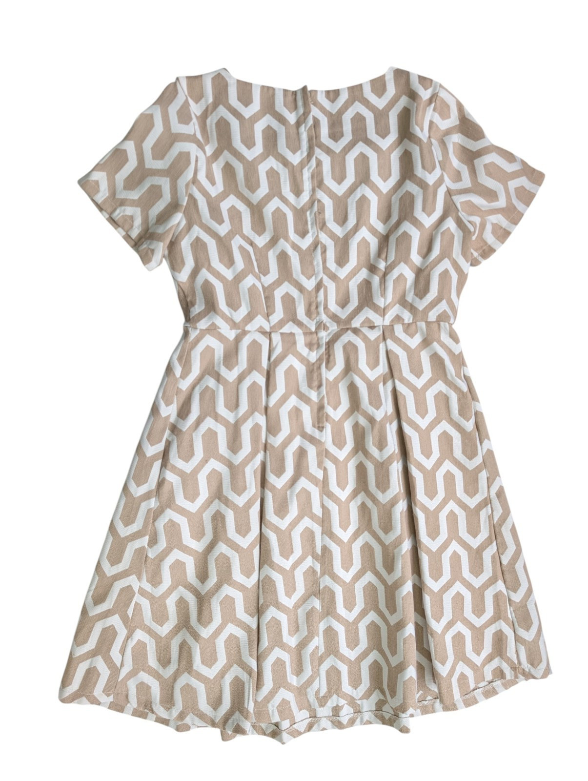Banned Retro Beige Geometric Shift Mini Dress Mod 60s Style UK 14 US 10 L