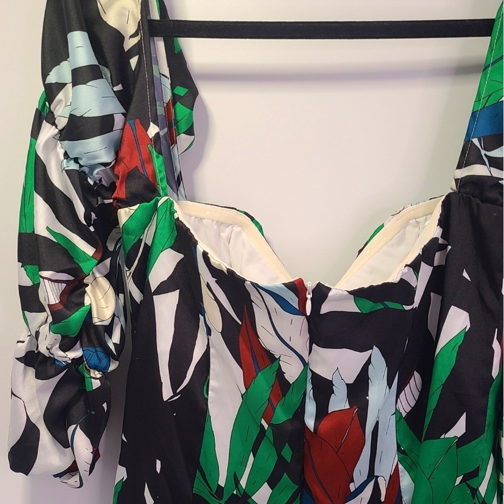 Alexia admor green white red multicolor floral off the shoulder dress size 12