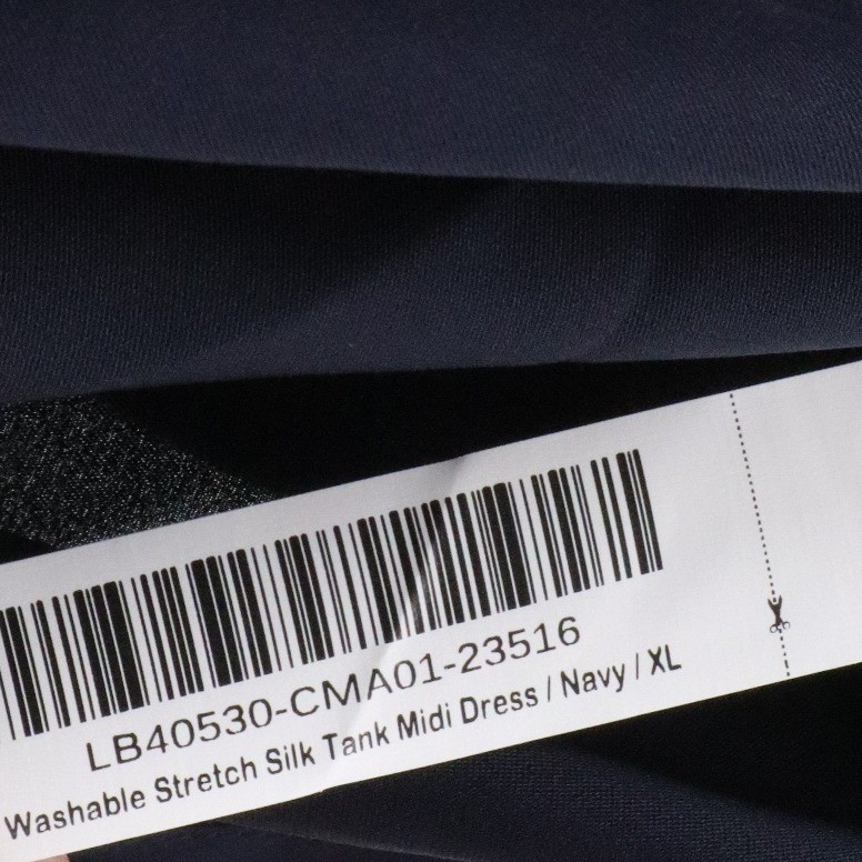 NWT Quince Washable Stretch Silk Midi Dress Navy Bias Cut Tank XL