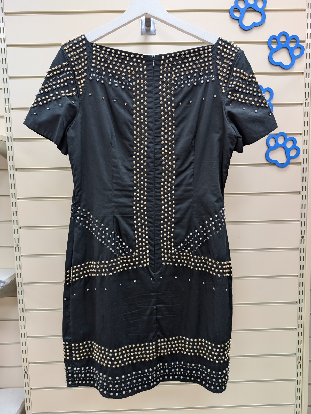 French Connection Black Studded Embellished Dress Size 14 Party Evening Cocktail