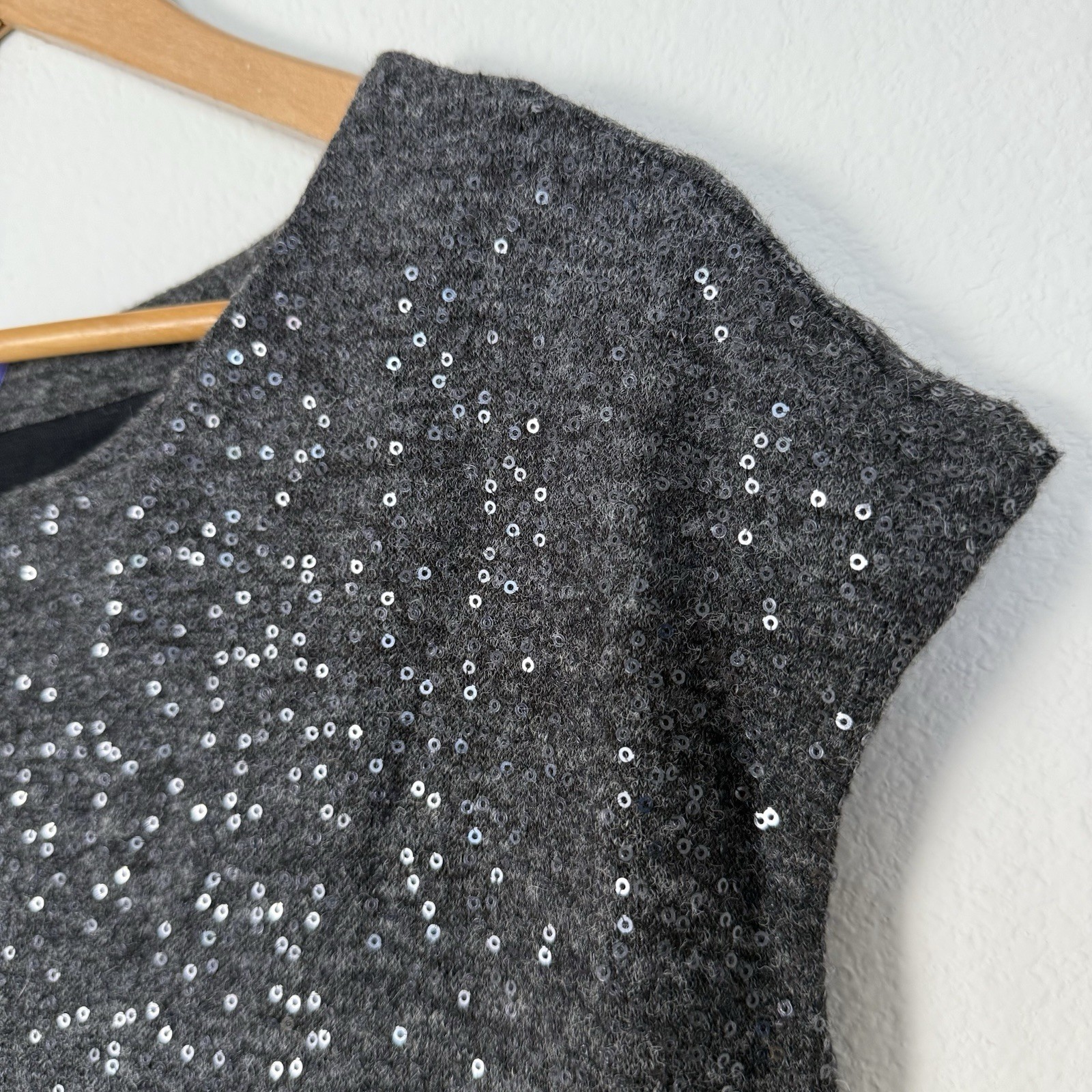 Vivienne Tam Sequin Knit Mini Dress Gray Womens Size Small Party Gala Sparkle