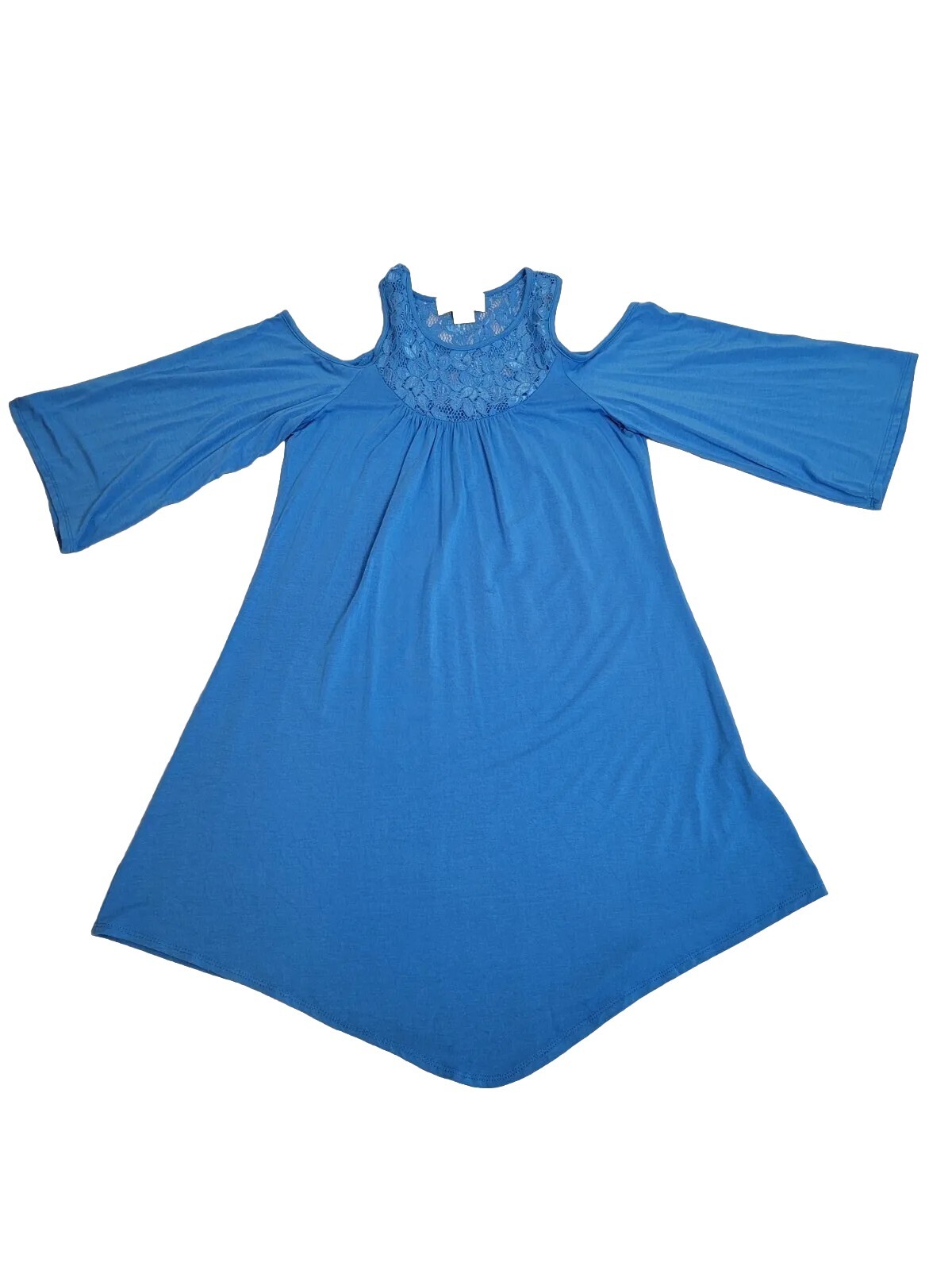 Wishful Park Women’s Tunic Dress Size Small Cold Shoulder Lace Blue