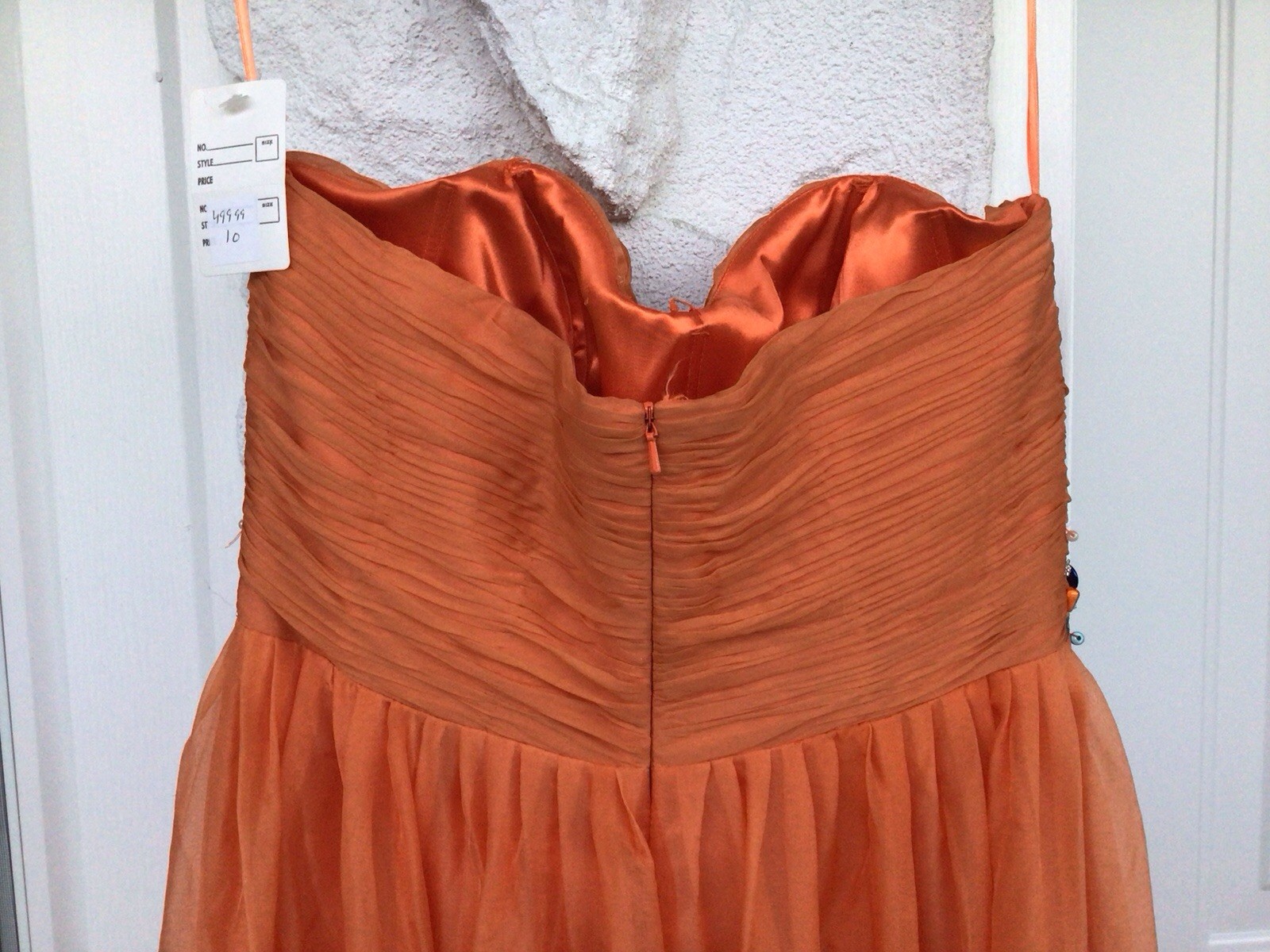 Morrell Maxie NWT’s Beaded Seashell Orange Sleeveless Maxi Silk Dress Sz. 10.