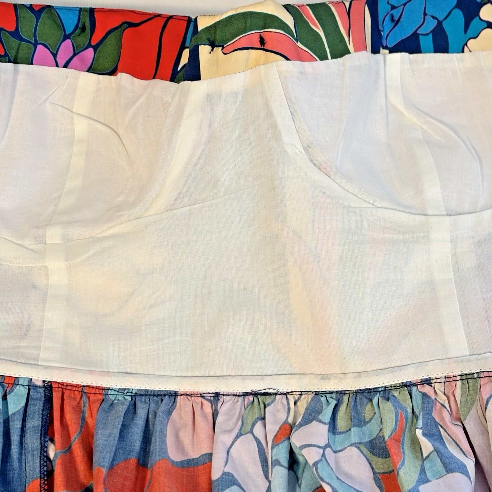 Tuckernuck Maxi Bustier Dress 12 Colorful Floral Underwire Puff Sleeves Cotton