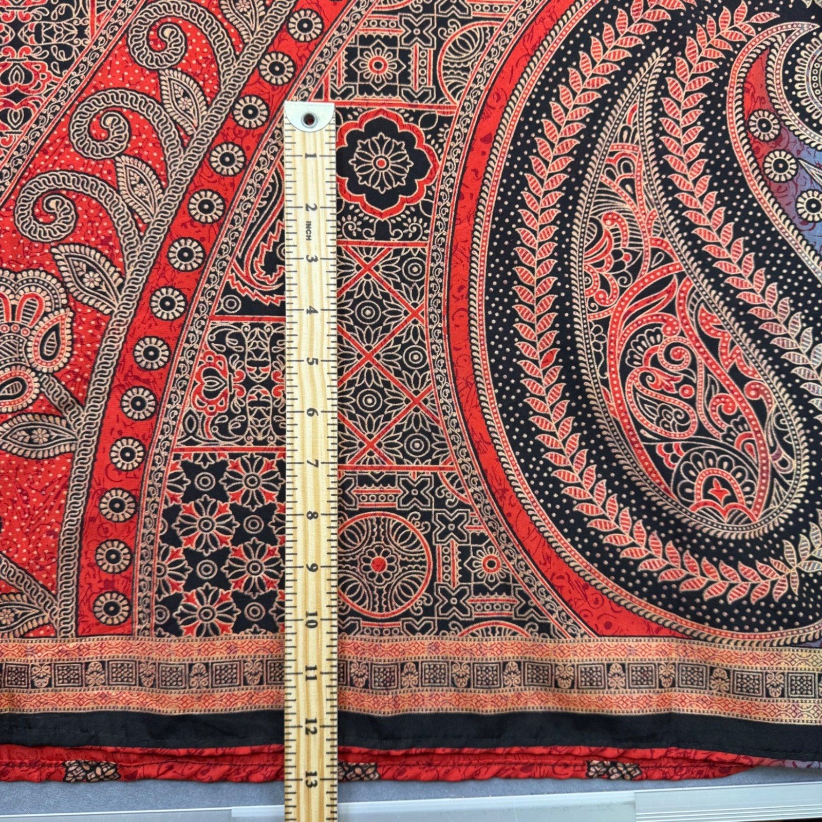 Sante Classics Red Paisley Kaftan Maxi Dress One Size Boho Resortwear India
