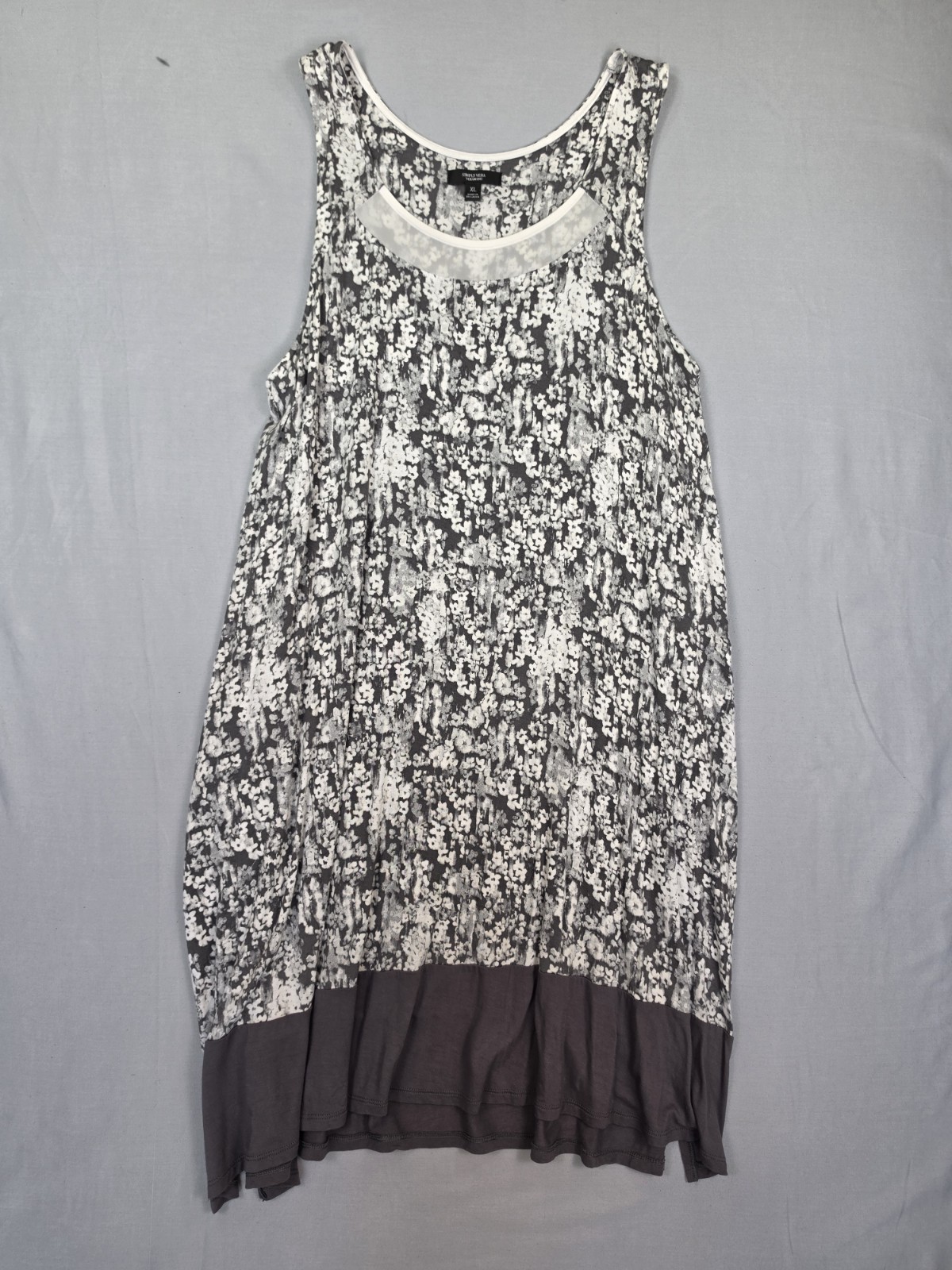 Simply Vera Vera Wang tank dress gray floral colorblock | Size XL