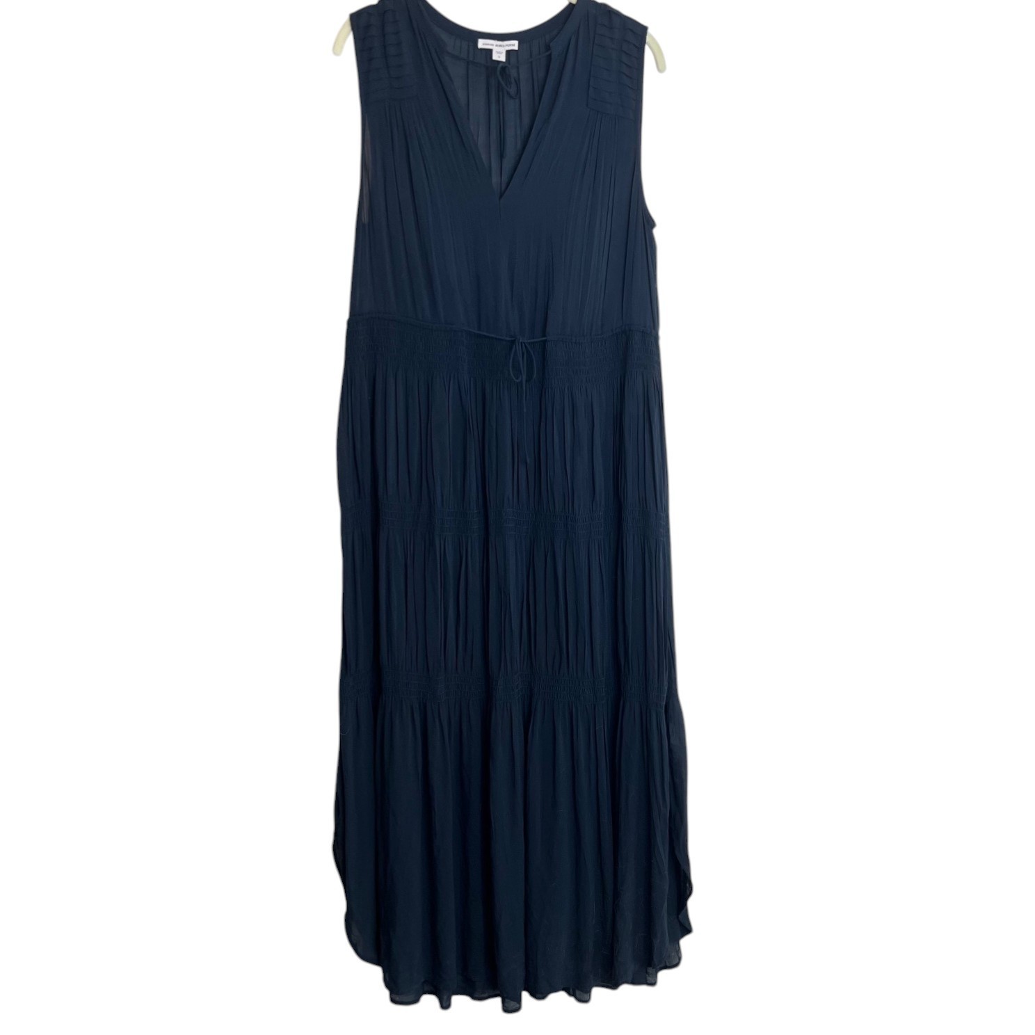 Standard James Perse Pleated Tiered Maxi Dress Size 2 French Navy A-Line