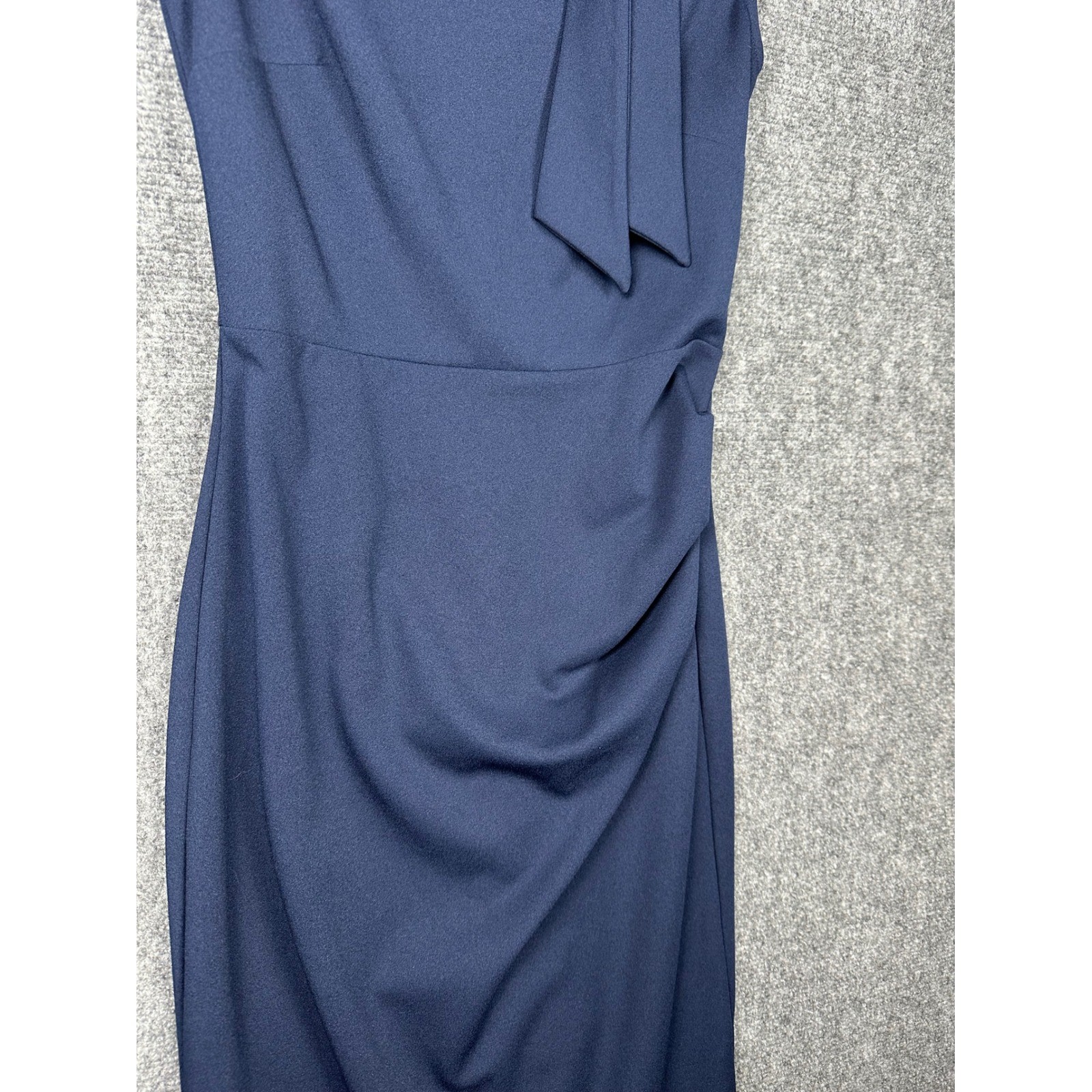 Miusol Womens Tie Neck Sheath Dress Size M Sophisticated Navy Blue Career Chic