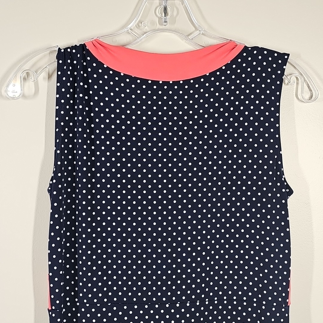 Enfocus Studio Size 8 Maxi Dress Sleeveless Navy Blue With White Polka Dots