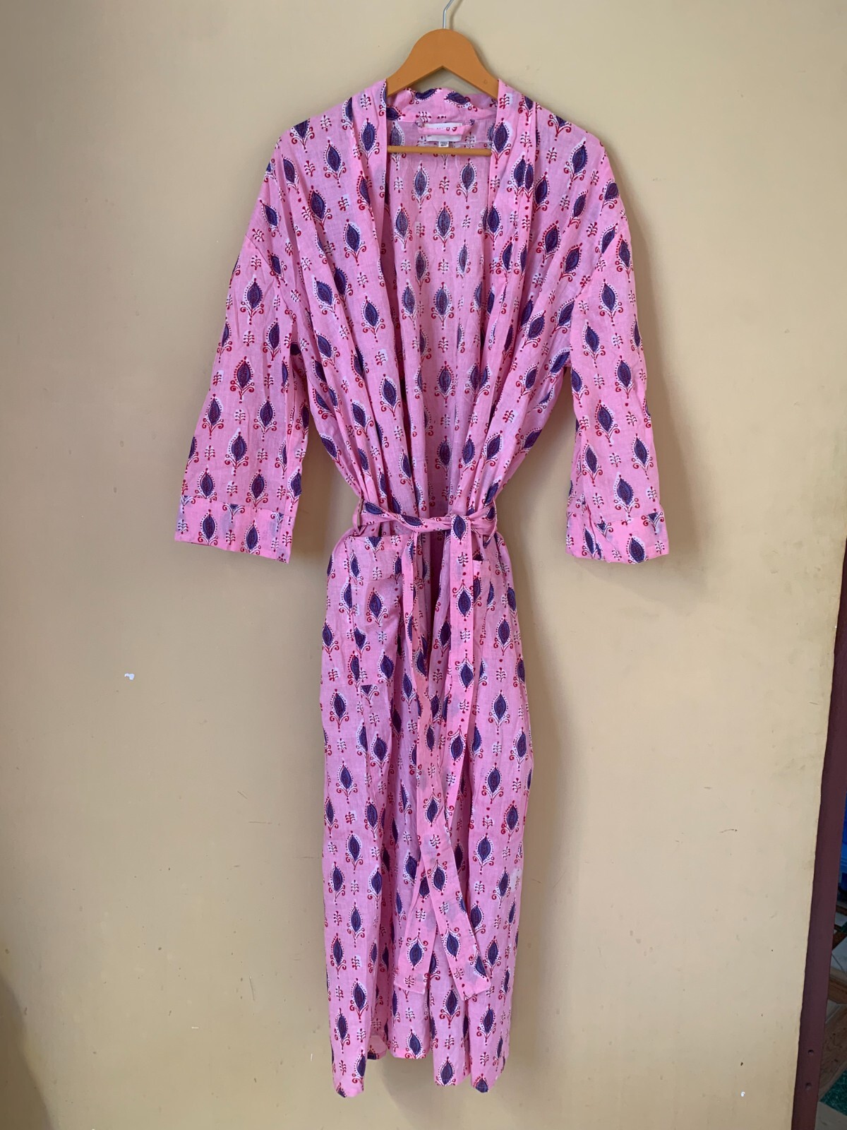 Womens Hand Print Kimono Handblock Cotton Kimono,Indian Print For gift item
