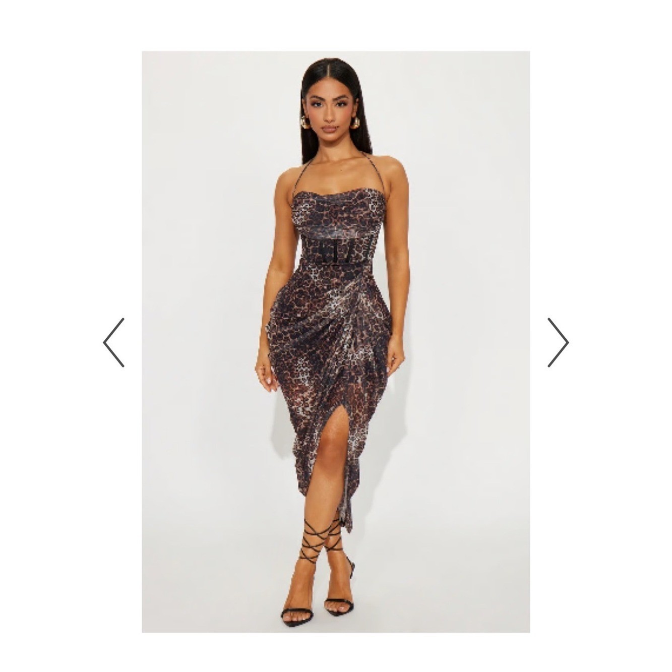 NWT Fashion Nova Brown Leopard Print Strapless Midi Dress
