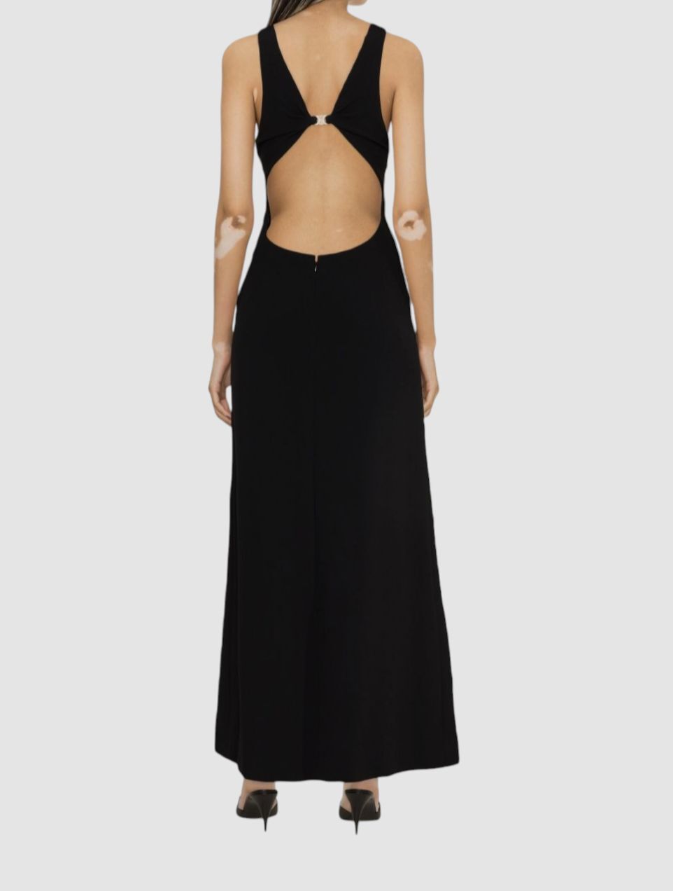 Celine Women’s Black Triomphe Sleeveless Open Back Maxi Dress Size 36