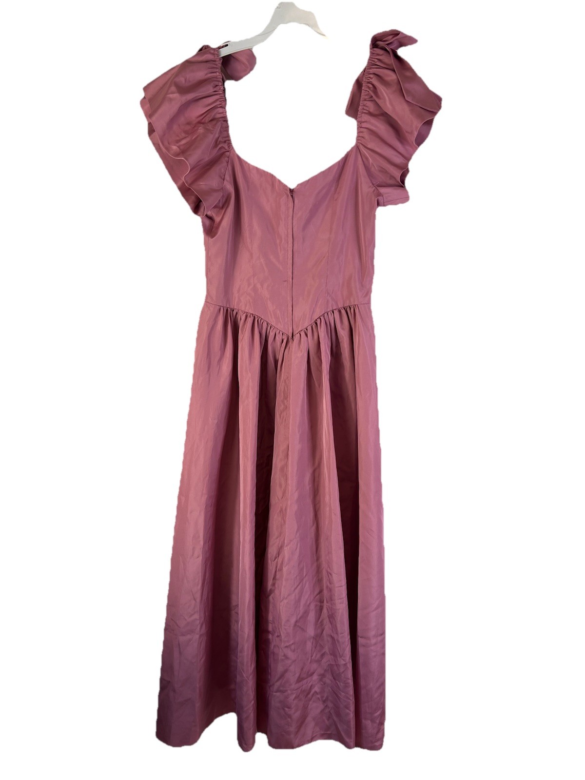Vintage 80s Pink Tafetta Puff Sleeve Bow Dress Princess Bridesmaid Prom