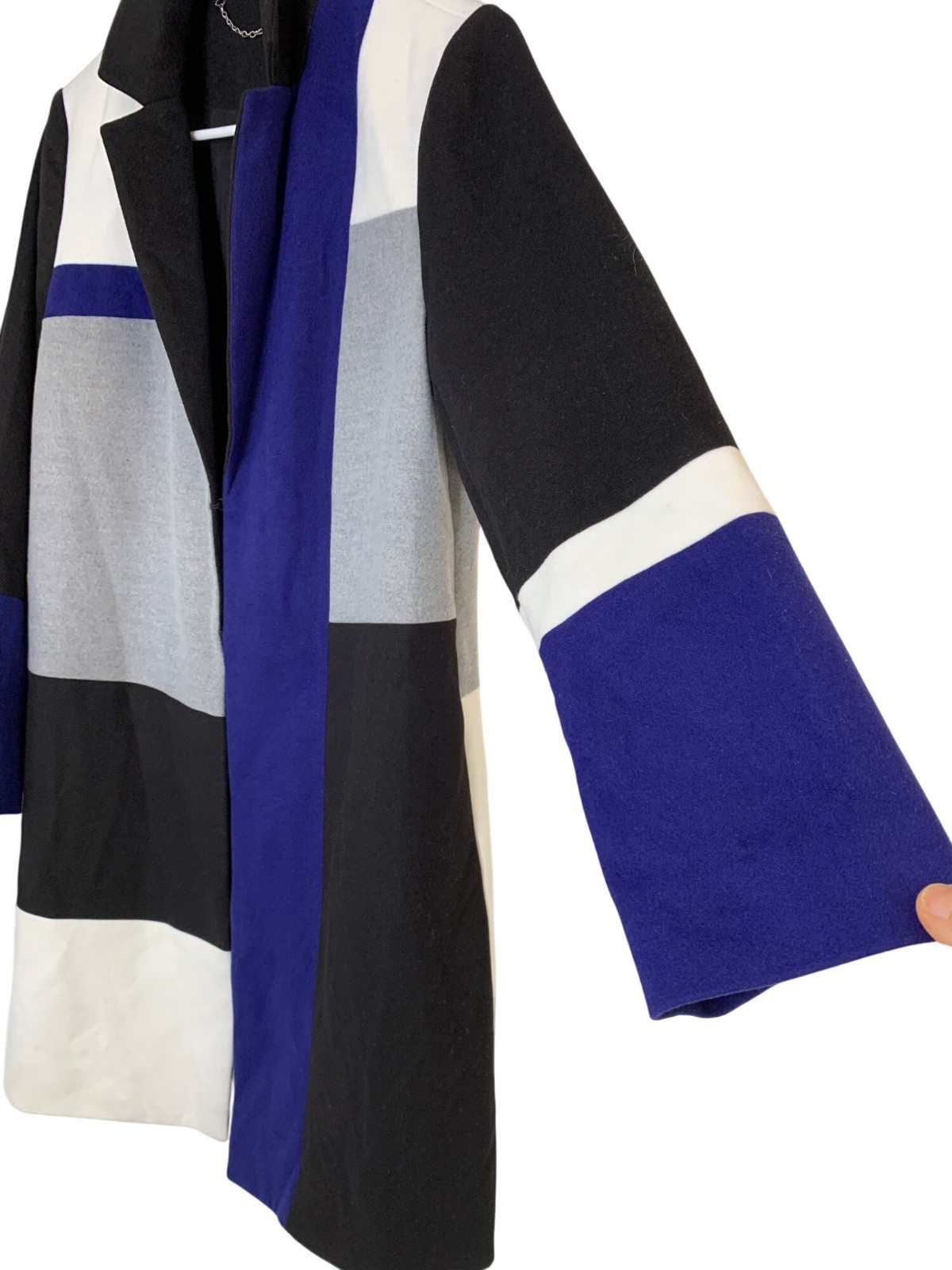 Chicos Black Label Size 8/10 M Patchwork Topper Coat RD10711 $259 NWT