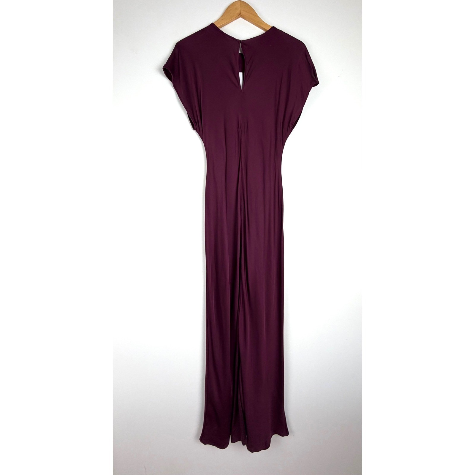 Zara Burgundy Satin Maxi Dress Cap Sleeve NWT Size S Minimalist Plum Wine