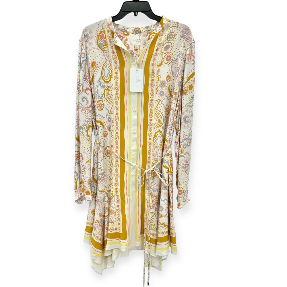 NWT Ted Baker Paulita Handkerchief Crepe Mini Shirt Dress US Size 14 / Ted 6