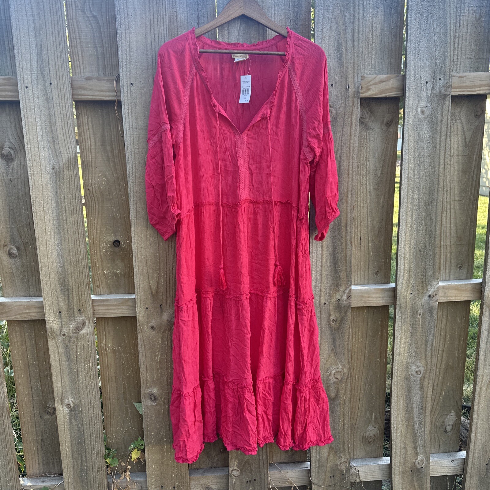 Sweet Magnolia Maxi Tapered Tie Front Dress Size XXL Pink New