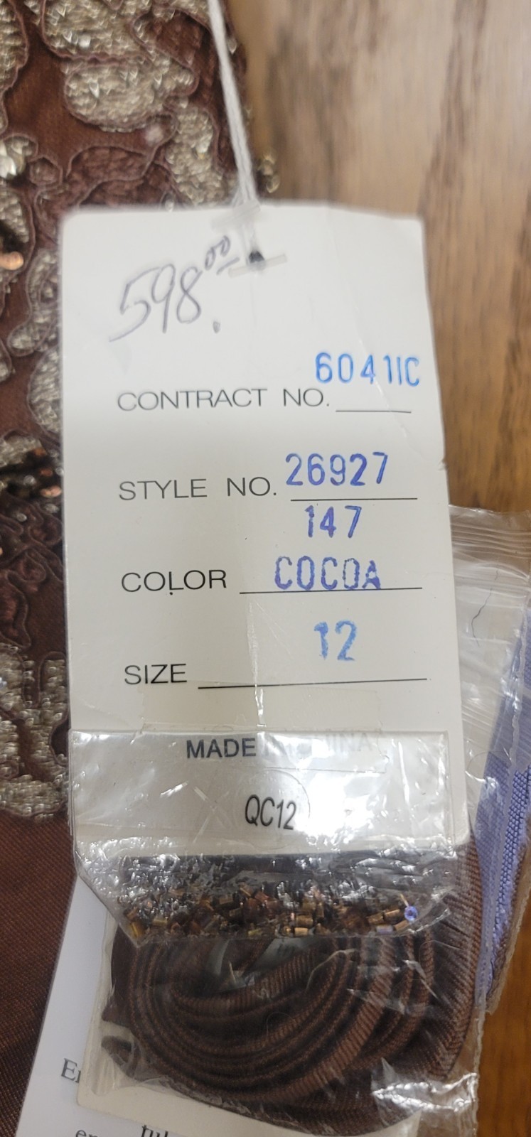 NWT Montage Botique Mon Cheri Bridal Style #26927 Dress Cocoa Size 12 Long