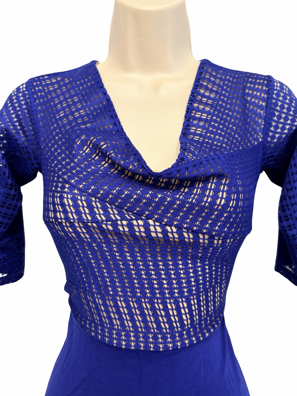 Dorothy Perkins Blue Lace Overlay Skater Dress UK 10