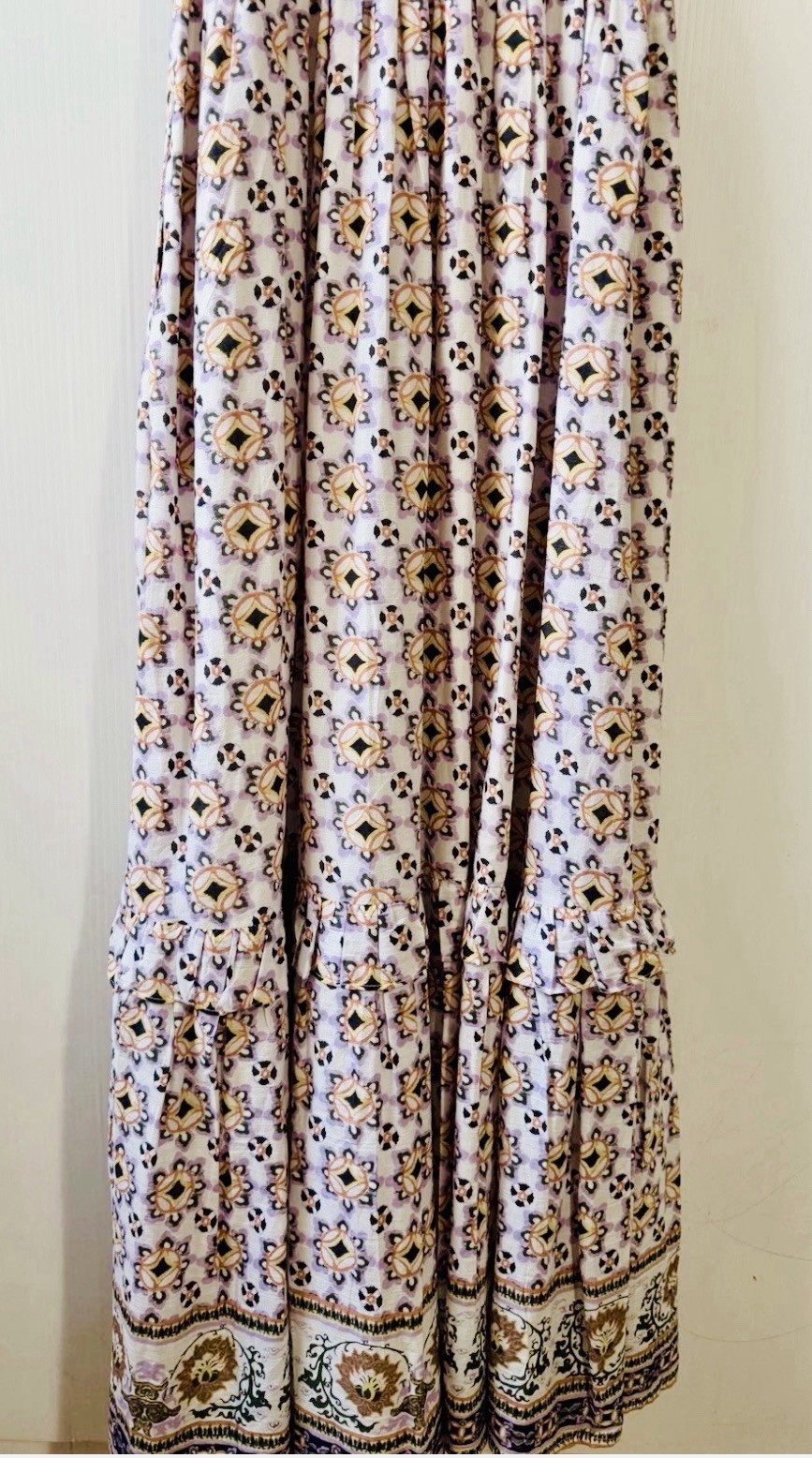 Cleobella Nica Maxi Long Sun Dress Marrakesh Print 100% Cotton Ruffle Sleeve M