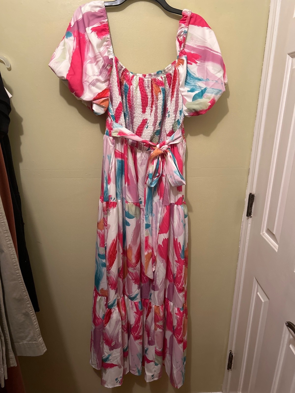 SHEIN Curve 2XL Colorful Puff Sleeve Maxi Dress