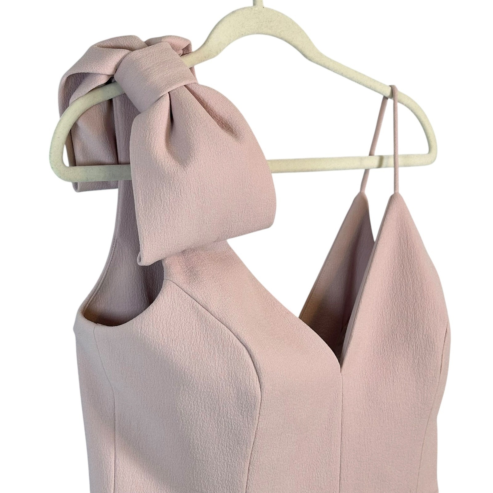 Rebecca Vallance Pink Bow Shoulder Midi Dress Womens 8 Wedding Guest Amore